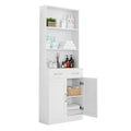 Bathroom Storage Cabinet, Cabinet With Two Doors And Drawers, Adjustable Shelf, Three Layer Open Shelf, Mdf Board, White White Mdf