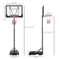 Soozier Portable Basketball Hoop System Stand With 33In Backboard, Height Adjustable 5Ft 7Ft For Indoor Outdoor Use Black Steel