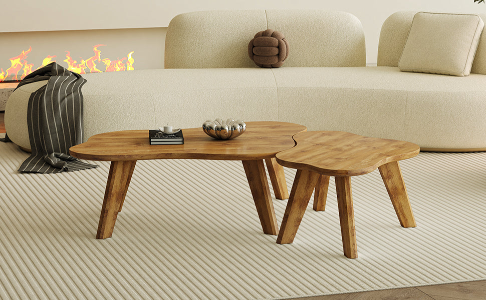 Modern Minimalist Wood Color Table Top Coffee Table. Log Style Coffee Table.Cloud Shape Gives You A Experience, Computer Desk. The Game Table. Suitable For Dining And Living Rooms. Wood Mdf