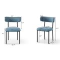 Dining Chairs Set Of 2,Round Upholstered Sherpa Fabric Dining Room Chairs With Curved Backrest,Mid Century Modern Accent Chairs With Black Metal Adjustable Legs For Dining Room,Living Room,Kitchen Light Blue Foam Polyester