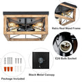 Wooden Flush Mount Ceiling Lights, 4 Light Farmhouse Close To Ceiling Lighting Fixtures Black Ceiling Lamp For Kitchen Island Living Room Bedroom Hallway Laundry Entryway Wood Wood Metal