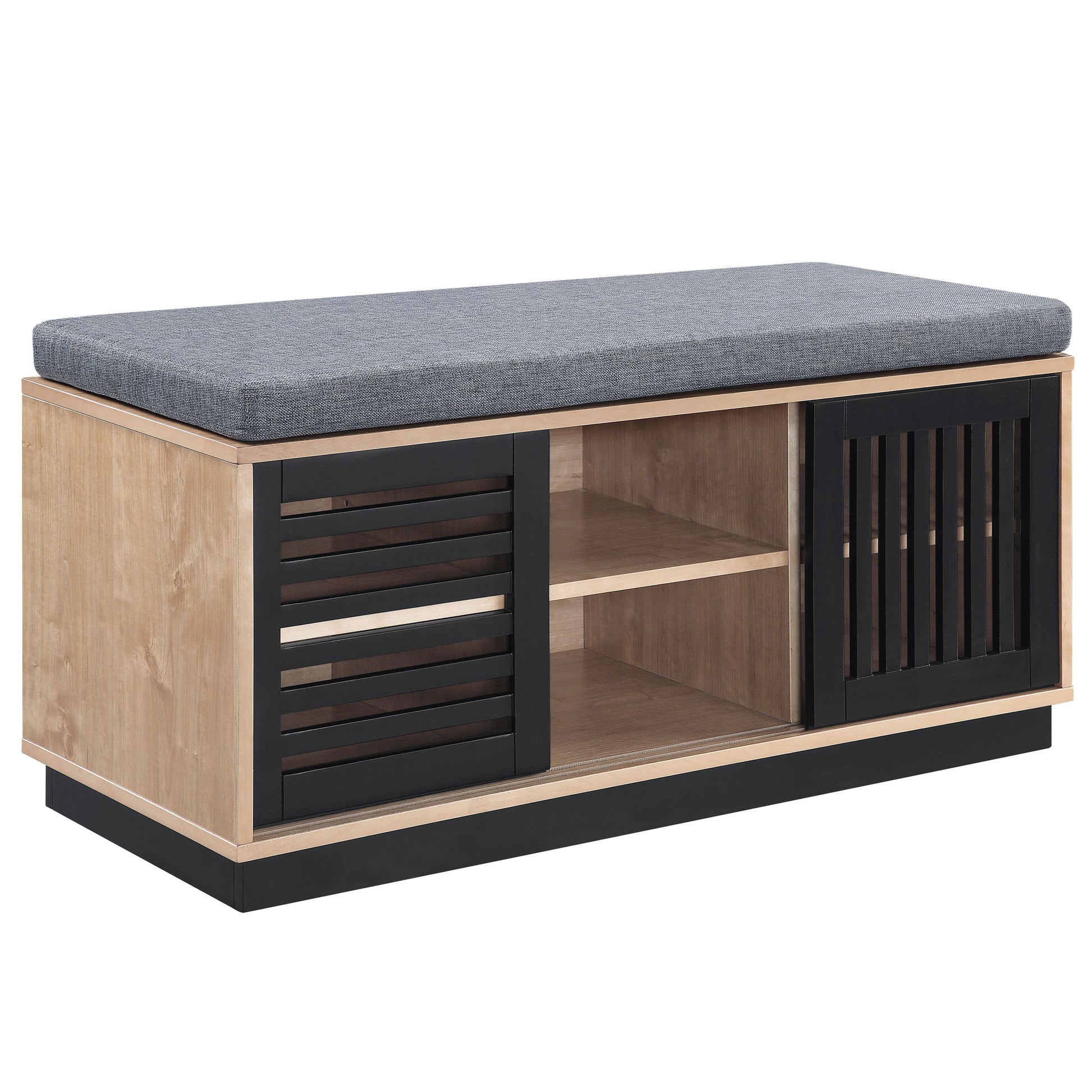 Oak And Espresso Bench With Storage Oak Primary Living Space Solid Shoe Storage Paper Composite