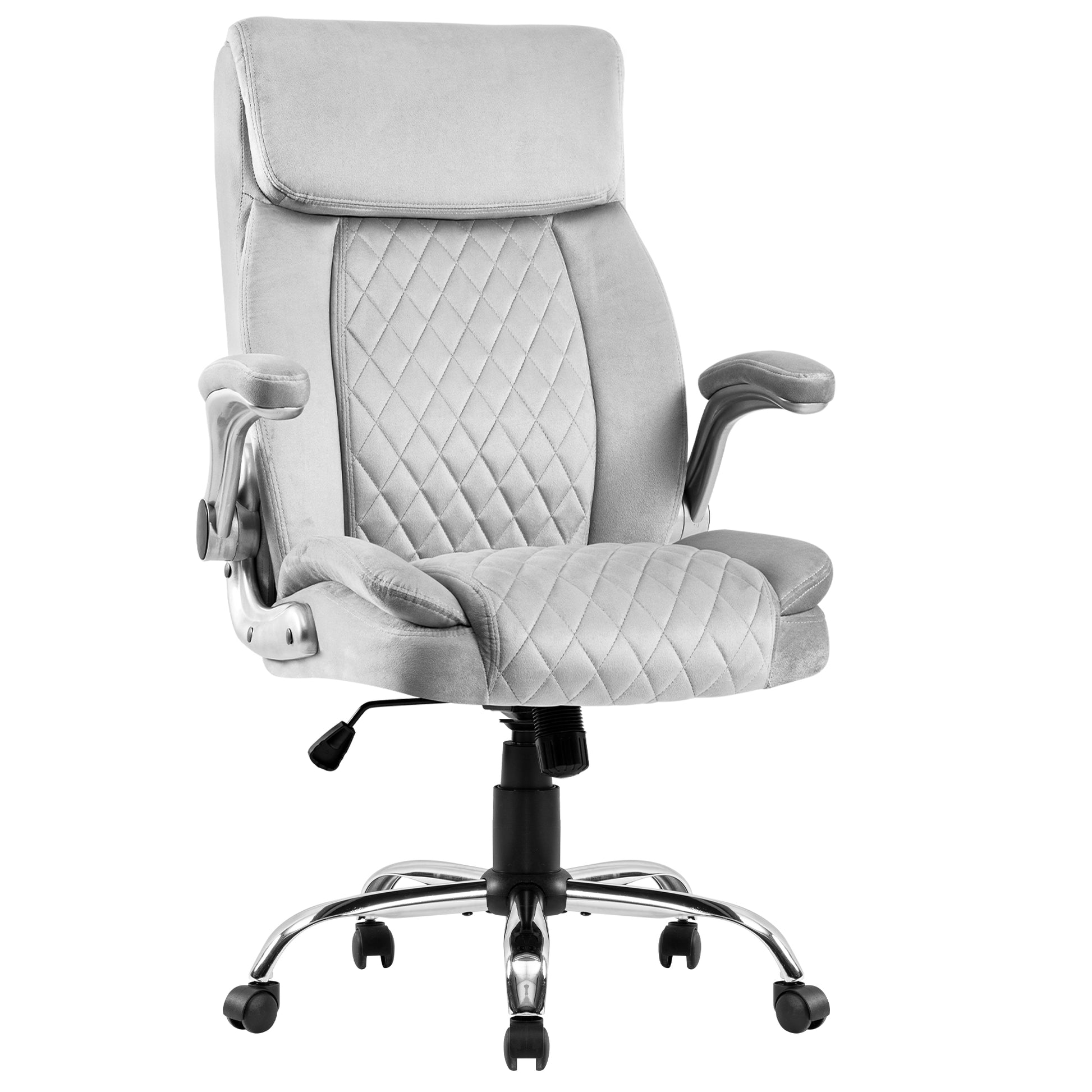 Swivel Office Room Chair Executive Desk Chair Velvet Caster Metal Grey Office Foam Dry Clean American Design,Cute,Modern Handle Office Chairs Foam Adjustable Height Velvet