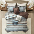7 Piece Comforter Set Blue King King Blue Polyester