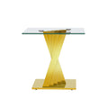 Tempered Glass Top End Table With Gold Mirror Finish Stainless Steel Base Gold Tempered Glass