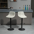 Homcom Adjustable Bar Stools, Swivel Bar Height Chairs Barstools Padded With Back For Kitchen, Counter, And Home Bar, Set Of 2, Cream White Cream White Linen