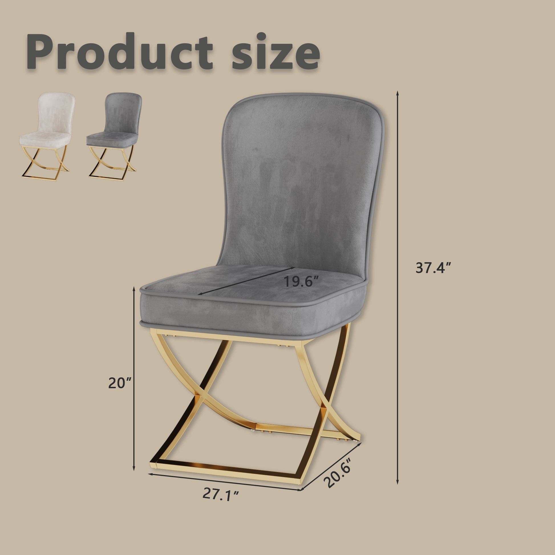 Dining Chair Set Of 4, Beige Velvet Backrest And Golden Metal Legs.For Modern Kitchen Dining Room Chair For Kitchen Living Modern Decorative Leisure Chairs.Office Chairs Y 2009 Beige Foam Velvet