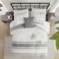 6 Piece Cotton Jacquard Oversized Comforter Set White Grey Full Full Grey White Cotton