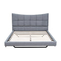 Full Size Upholstered Platform Bed With Led Lights,Usb Ports And Outlets,Linen Fabric,Gray Full Gray Wood Metal