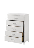 White 5 Drawer Chest With Metal Legs White Bedroom Wood Metal