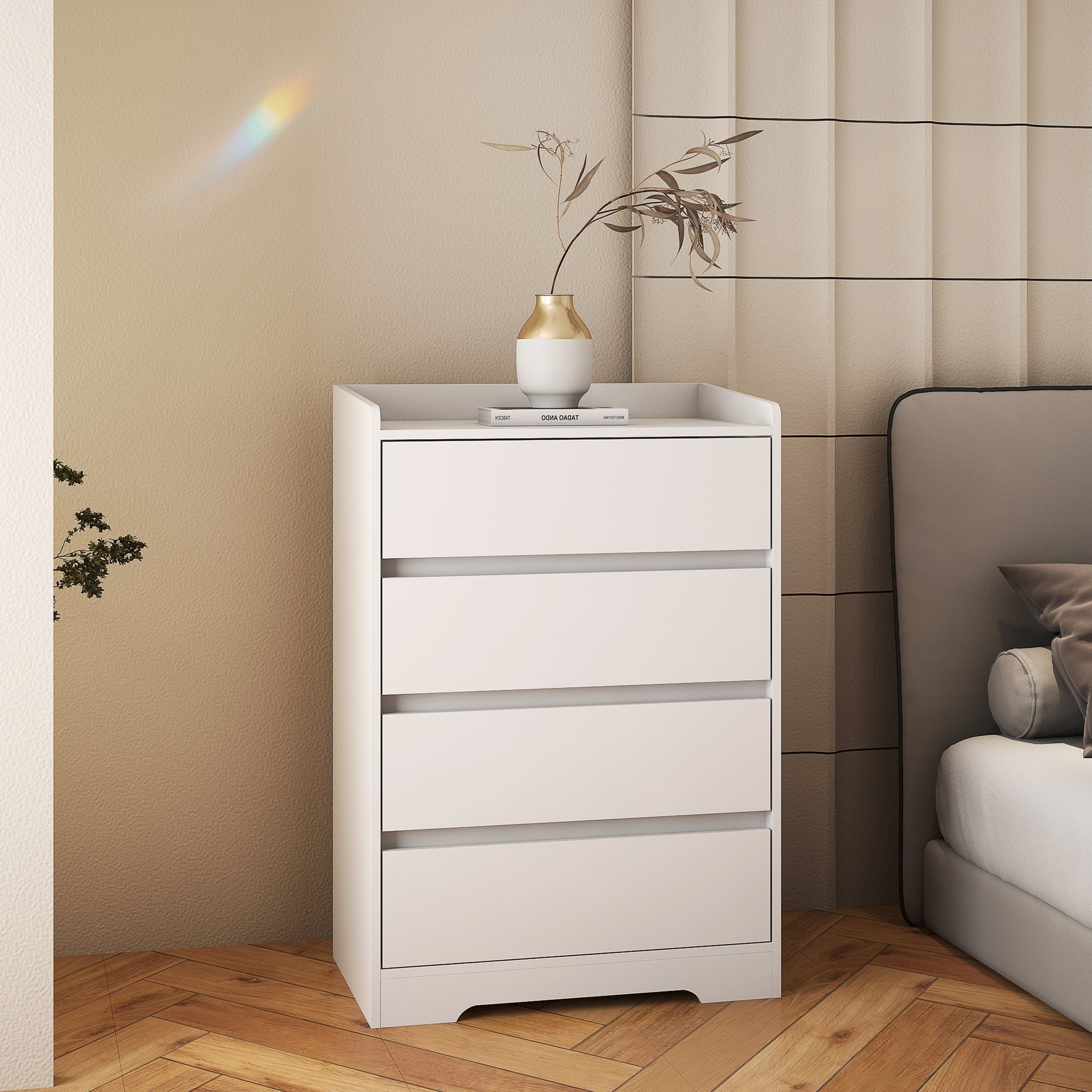 4 Drawer Dresser, Chest Of Drawers Without Handle, White Dresser For B 4 Drawer Dresser, Chest Of Drawers Without Handle, White Dresser For B