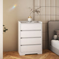 4 Drawer Dresser, Chest Of Drawers Without Handle, White Dresser For Bedroom 100% Waterproof, Modern Wooden Cabinet With Sturdy Frame For Living Room, Entryway, Bedroom, Hallway, Office White Mdf