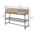 Mankato Oak And Sandy Black Sofa Table Oak Primary Living Space Modern Drawers Rectangular Wood Metal