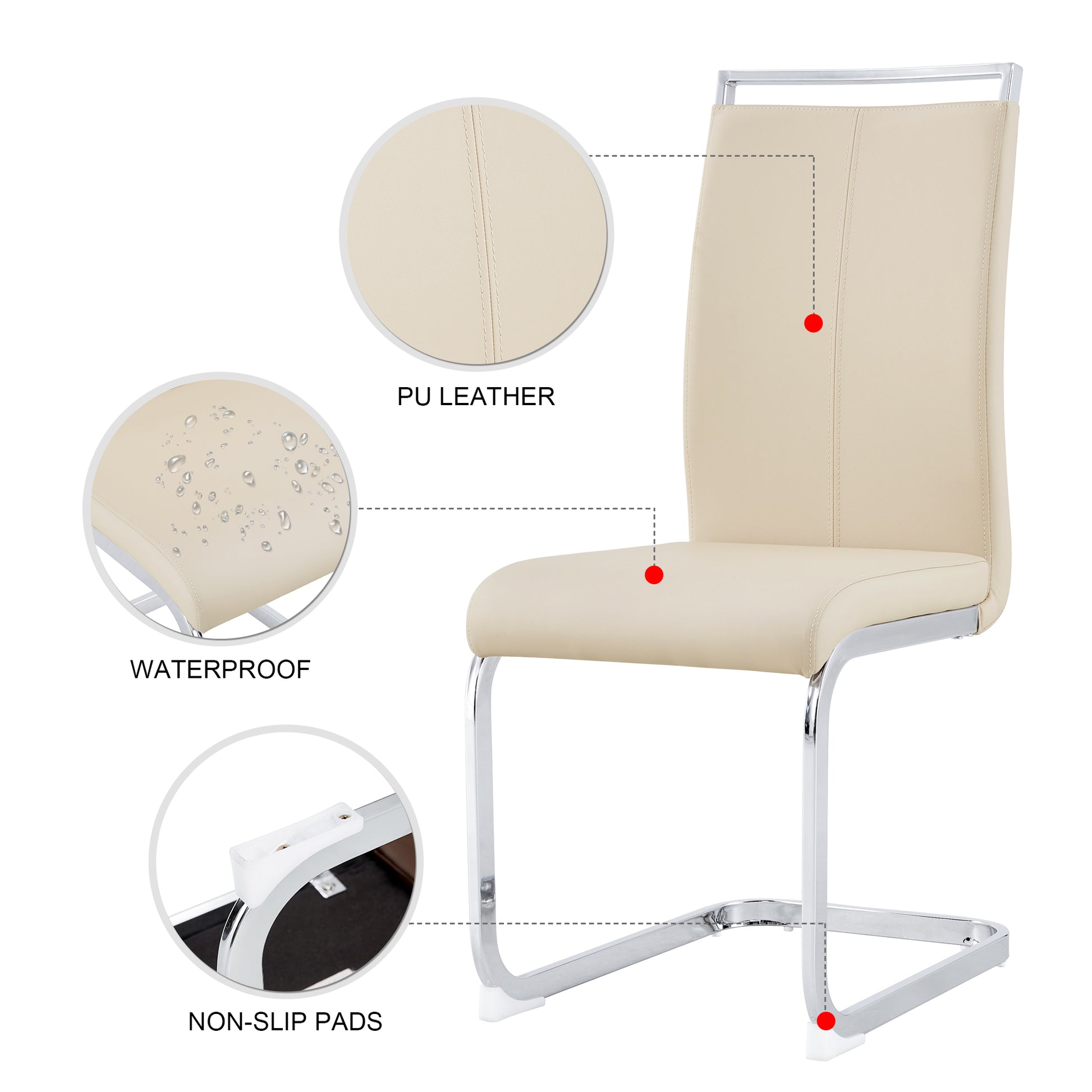 Table And Chair Set.Modern Minimalist Luxury Mdf Rectangular Dining Table With Light Yellow Textured Stickers On The Table, 6 Pu Synthetic Leather High Backrest Soft Cushioned Side Chairs. Light Yellow Seats 6 Mdf