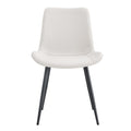 White Artificial Leather Backrest Cushion Dining Chair, Black Metal Legs, Curved Widened Cushion Design For More Comfort, Suitable For Restaurants, Kitchens, Bedrooms, Offices. 4 Chairs 0502 White Faux Leather