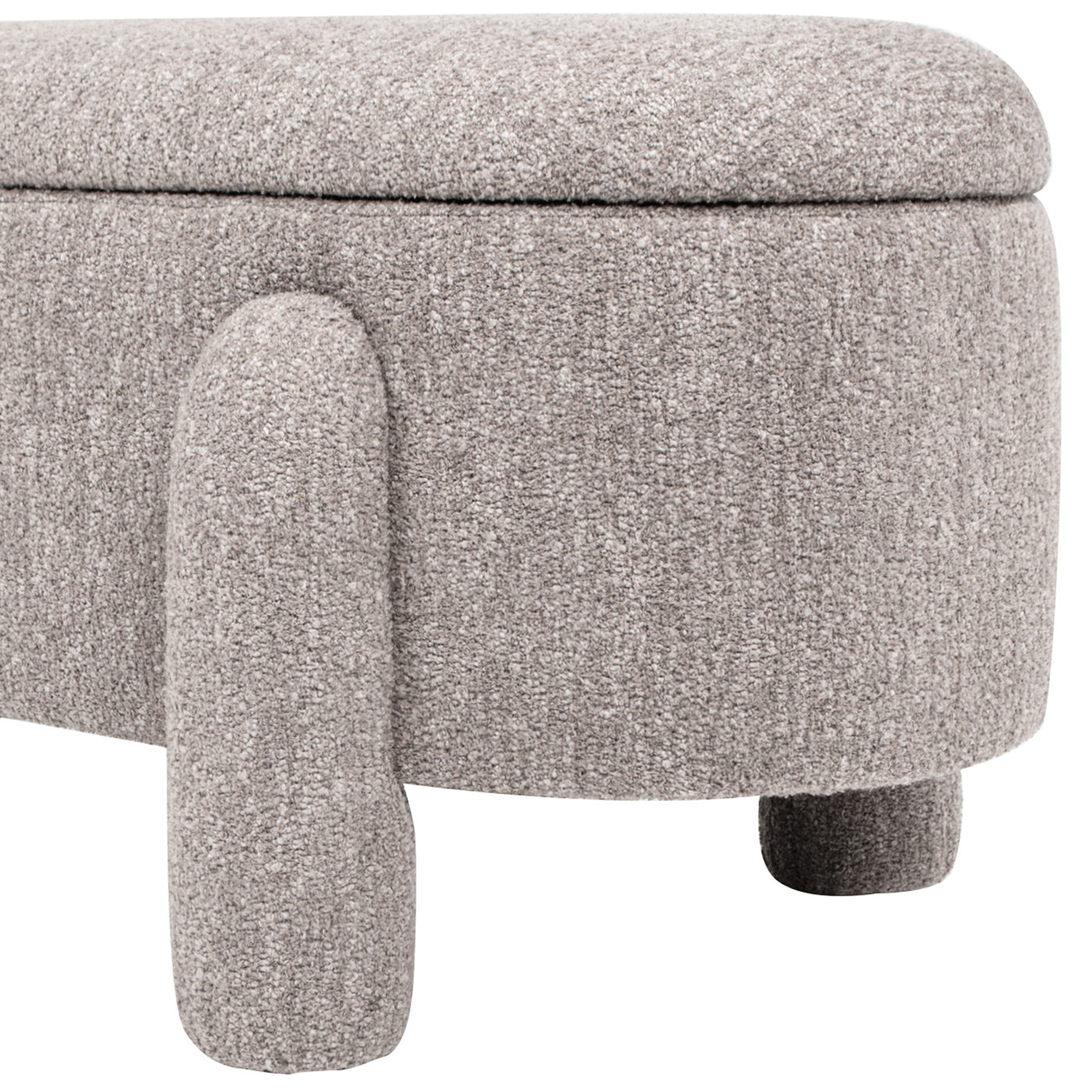 Hugo 49" Oval Fully Upholstered Storage Bench, Boucle Brown Foam Boucle