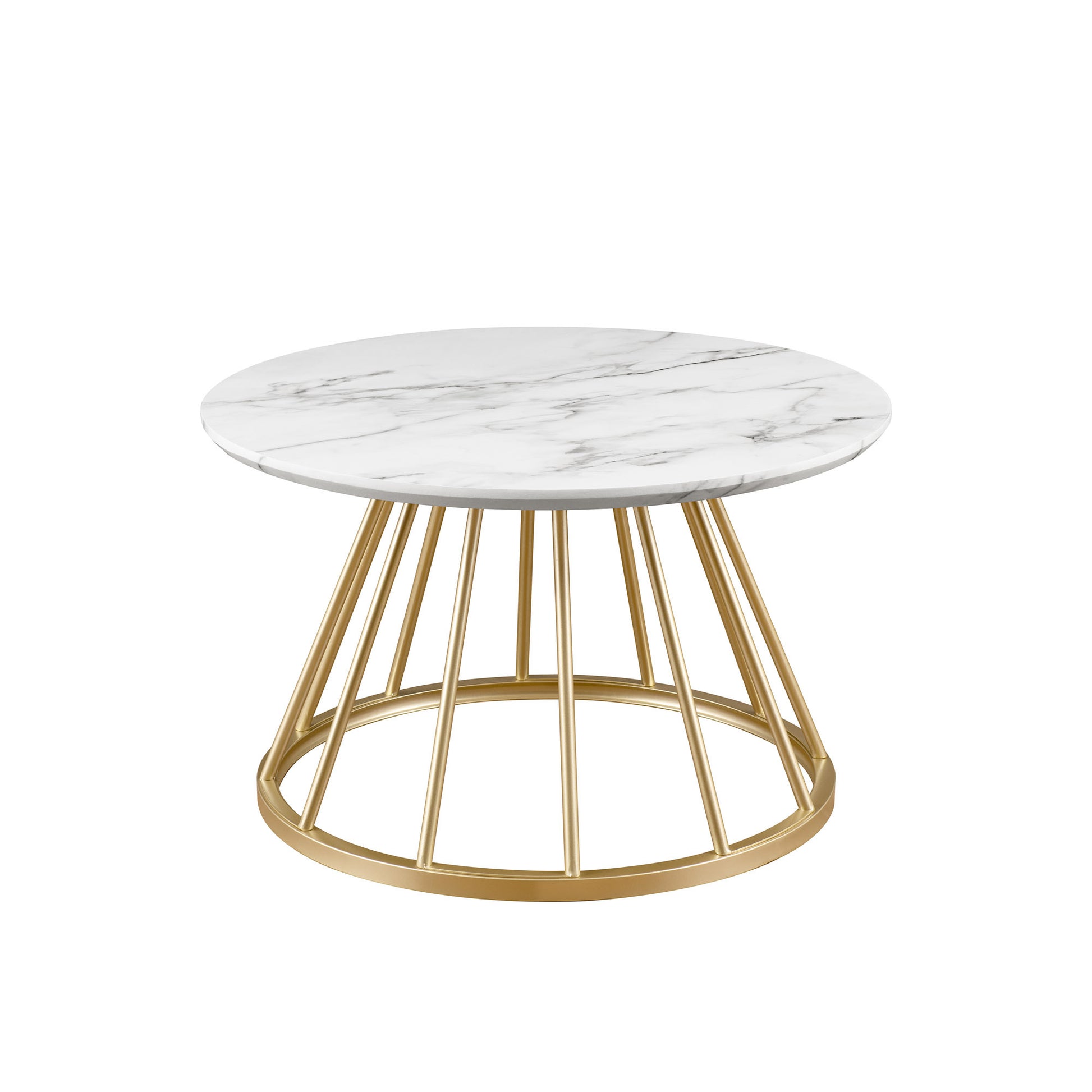 Modern Round Coffee Table With Metal Base White Marble Gold White Marble Mdf Mdf