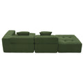 105.5'' L Shaped Modular Sectional Sofa,Minimalist Corduroy Floor Couch Set,Convertible Foam Filled Cloud Couch For Living Room,3 Pc Free Combination,No Assembly Required,3 Colors Green Corduroy 4 Seat