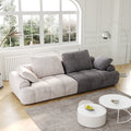 86.6 Large Size Two Seat Sofa,Modern Upholstered,Beige Paired With Grey Suede Fabric Beige Grey Velvet Wood Primary Living Space Soft Modern Eucalyptus Polyurethane Foam Eucalyptus 3 Seat