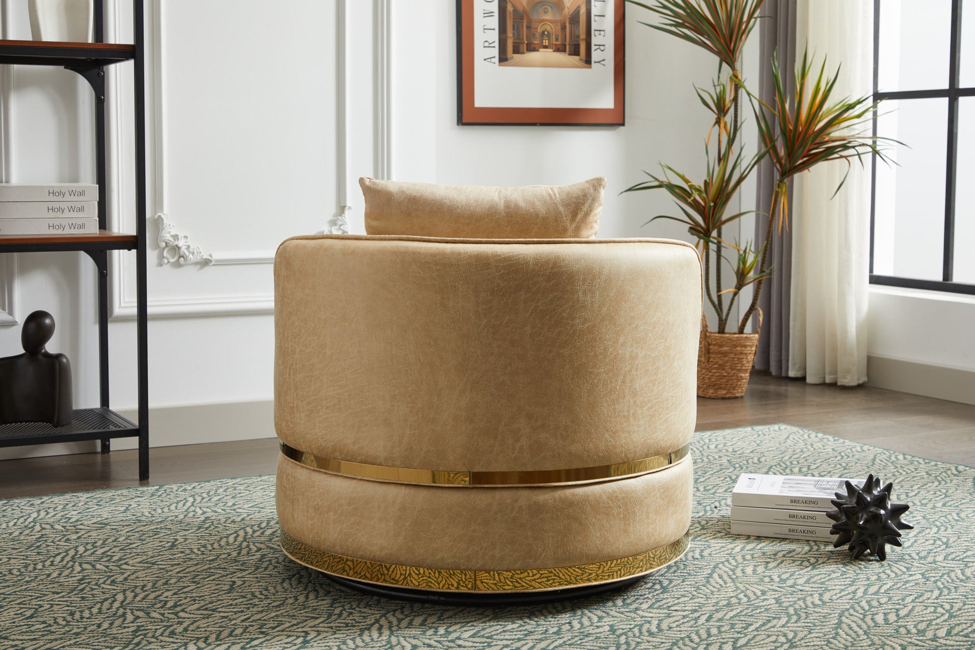 Swivel Chair, 360 Swivel Accent Chair, Barrel Chair For Living Room Bedroom Beige Fabric
