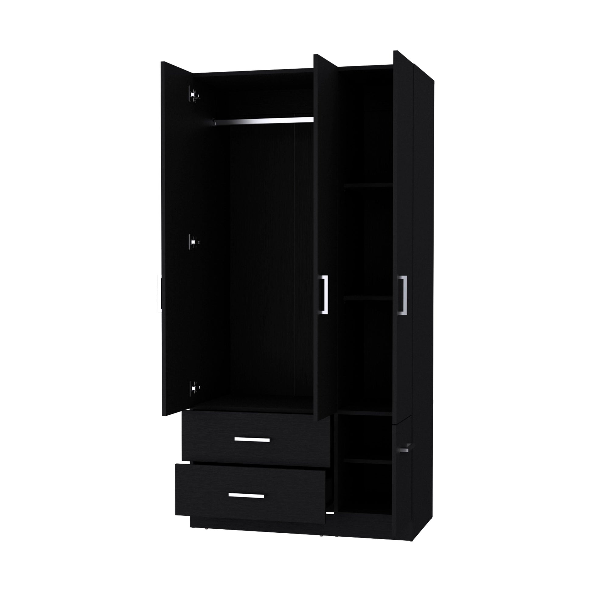 Black 4 Door 2 Drawer Armoire Black Bedroom Melamine