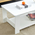 A Modern And Practical White Coffee Table. The Double Layered Coffee Table Is Made Of Mdf Material,. Suitable For Living Room, Bedroom, And Study.Ct 16 White Mdf