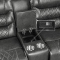 Luxurious Living Room Furniture 2Pc Power Reclining Sofa Set Grayfaux Leather Upholstery Center Drop Down Cup Holders, Power Outlets, Usb Ports, Diamond Pattern Stitching Gray Faux Leather Wood Primary Living Space Luxury,Modern Solid Wood 5 Seat