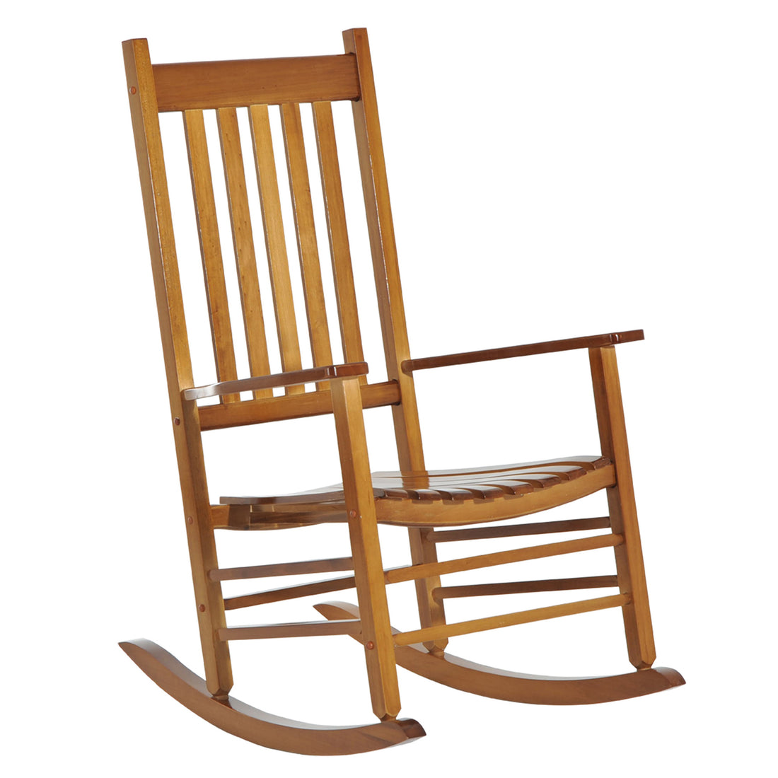 Outsunny Outdoor Rocking Chair, Patio Wooden Rocking Chair With Smooth Armrests, High Back For Garden, Balcony, Porch, Supports Up To 352 Lbs., Natural Natural Wood