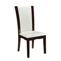 Leather Upholstered Side Chair With Long Back, White And Black, Set Of 2 White Black Leather