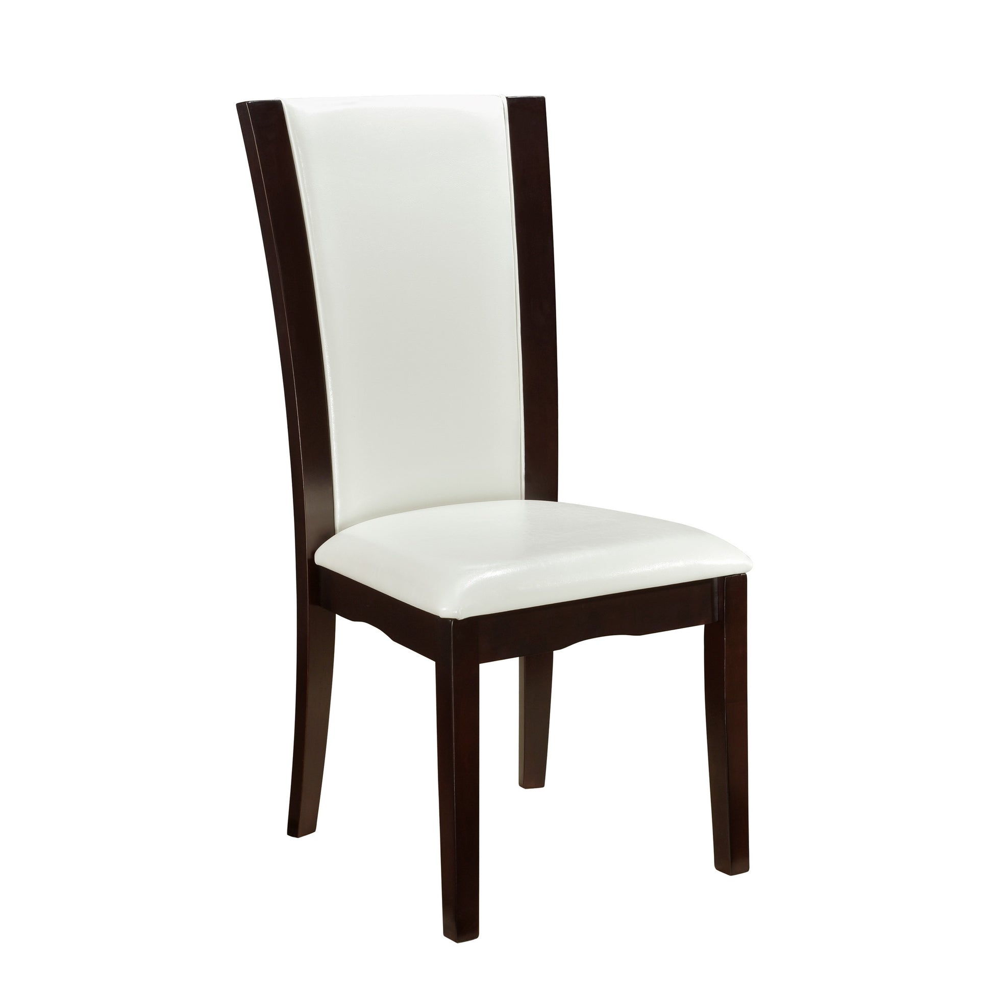 Leather Upholstered Side Chair With Long Back, White And Black, Set Of 2 White Black Leather
