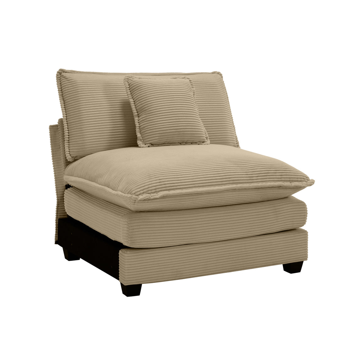 Armless Deep Seat Corduroy Single Sofa, Can Be Used With Combined With Alternative Armrest And Combined With Alrmess 2 Seater Sofas ,Tan Corduroy Fabric Tan Corduroy 1 Seat