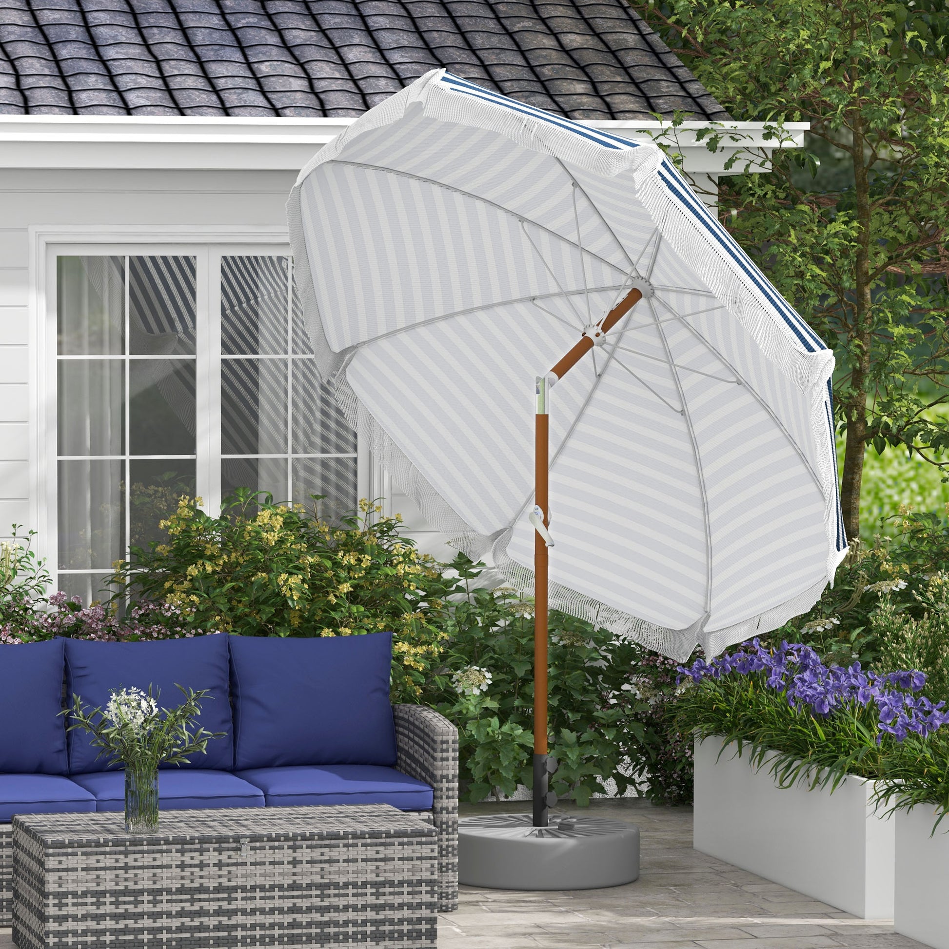 7 ft patio umbrella Outsunny 7 X 7 Ft Outdoor Patio Umbrella With Tilt, Vent, Market Table