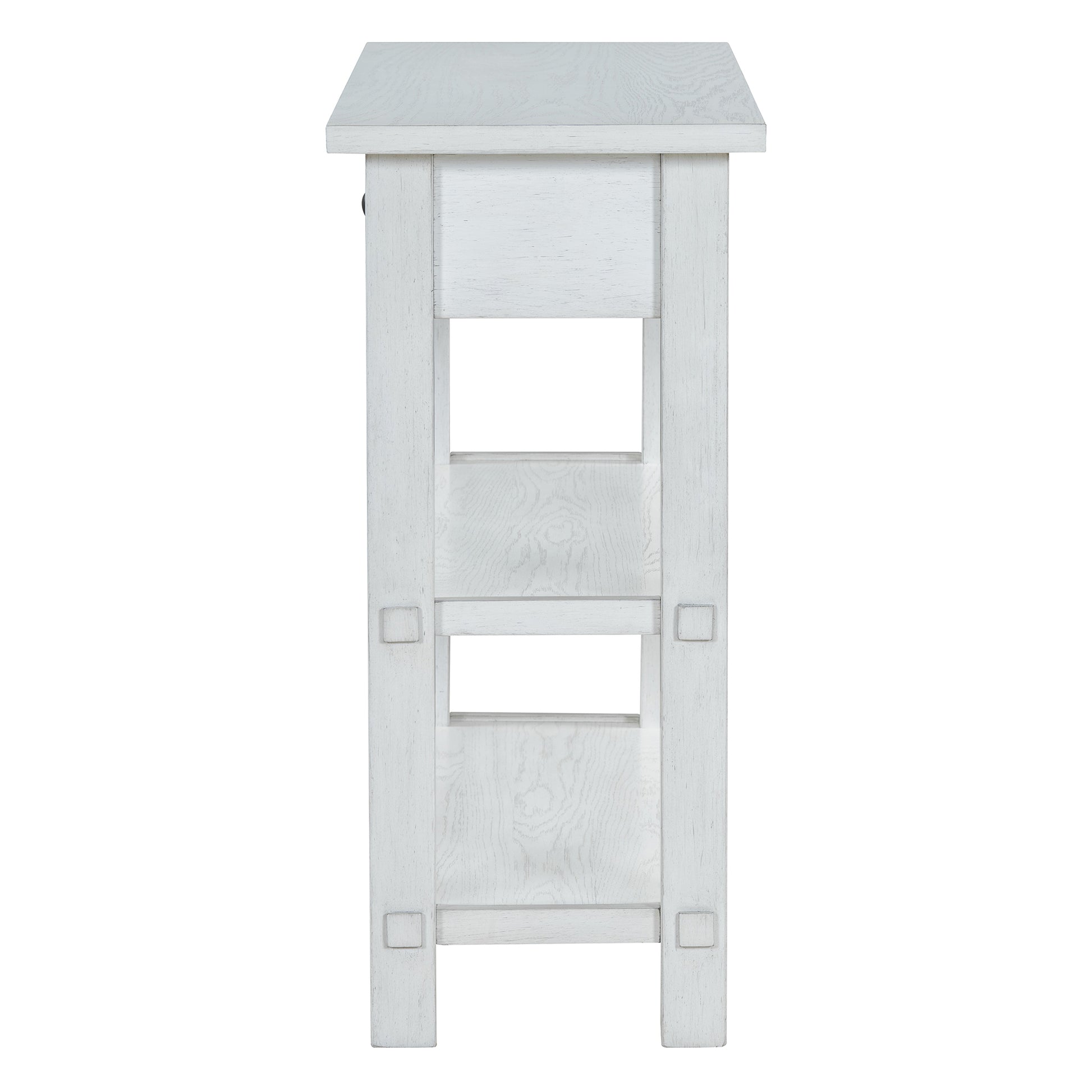 Retro Console Table With Drawer And Two Sturdy Shelves For Entryway, Living Room Antique White Antique White Mdf,Rubber Wood