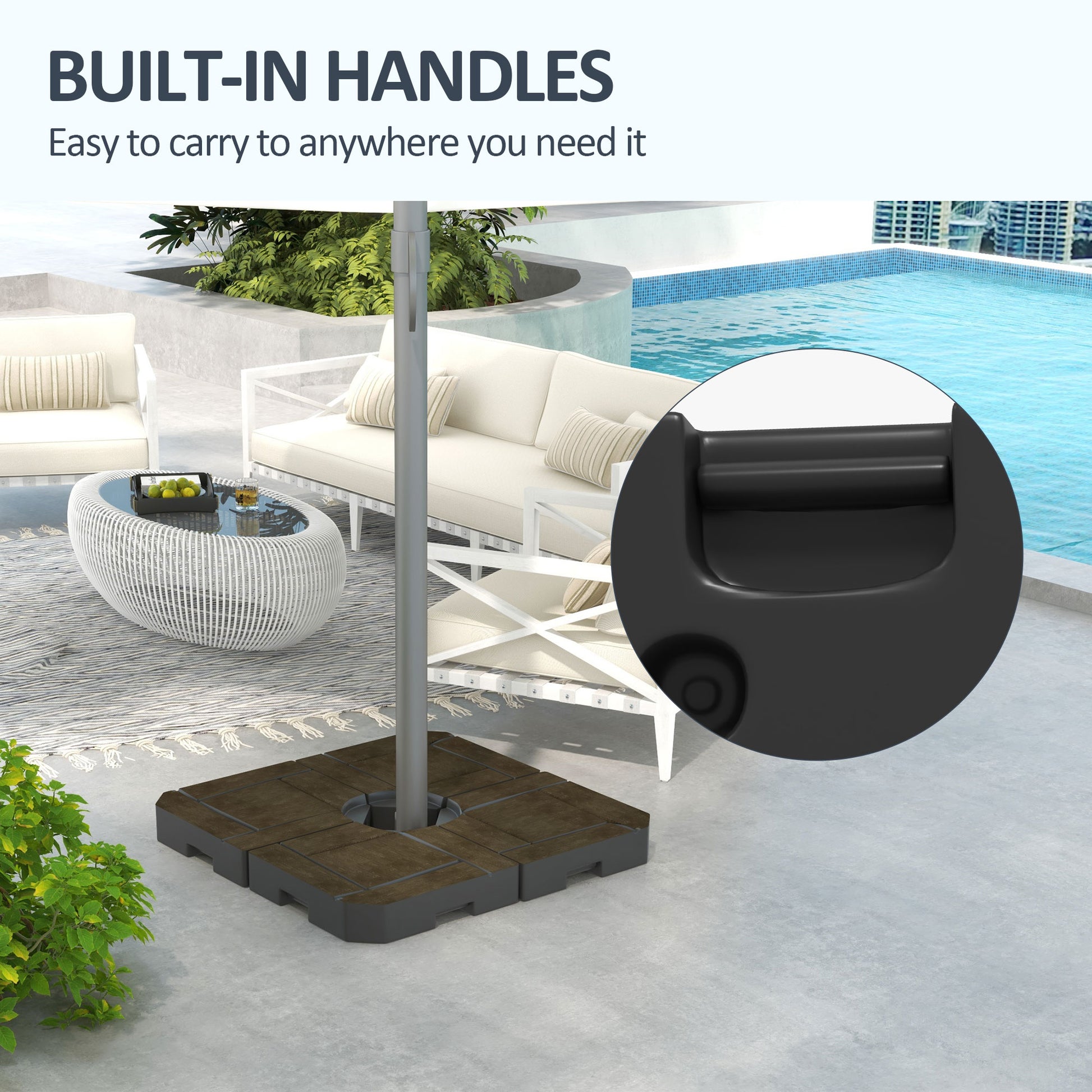 4 pcs 238lb patio cantilever offset umbrella base weight stand Outsunny 4 Piece Patio Cantilever Umbrella Base Weight Set, Fillable O