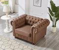 Classic Chesterfield Sofa Chair For Living Room Brown Faux Leather Brown Foam Technical Leather 1 Seat