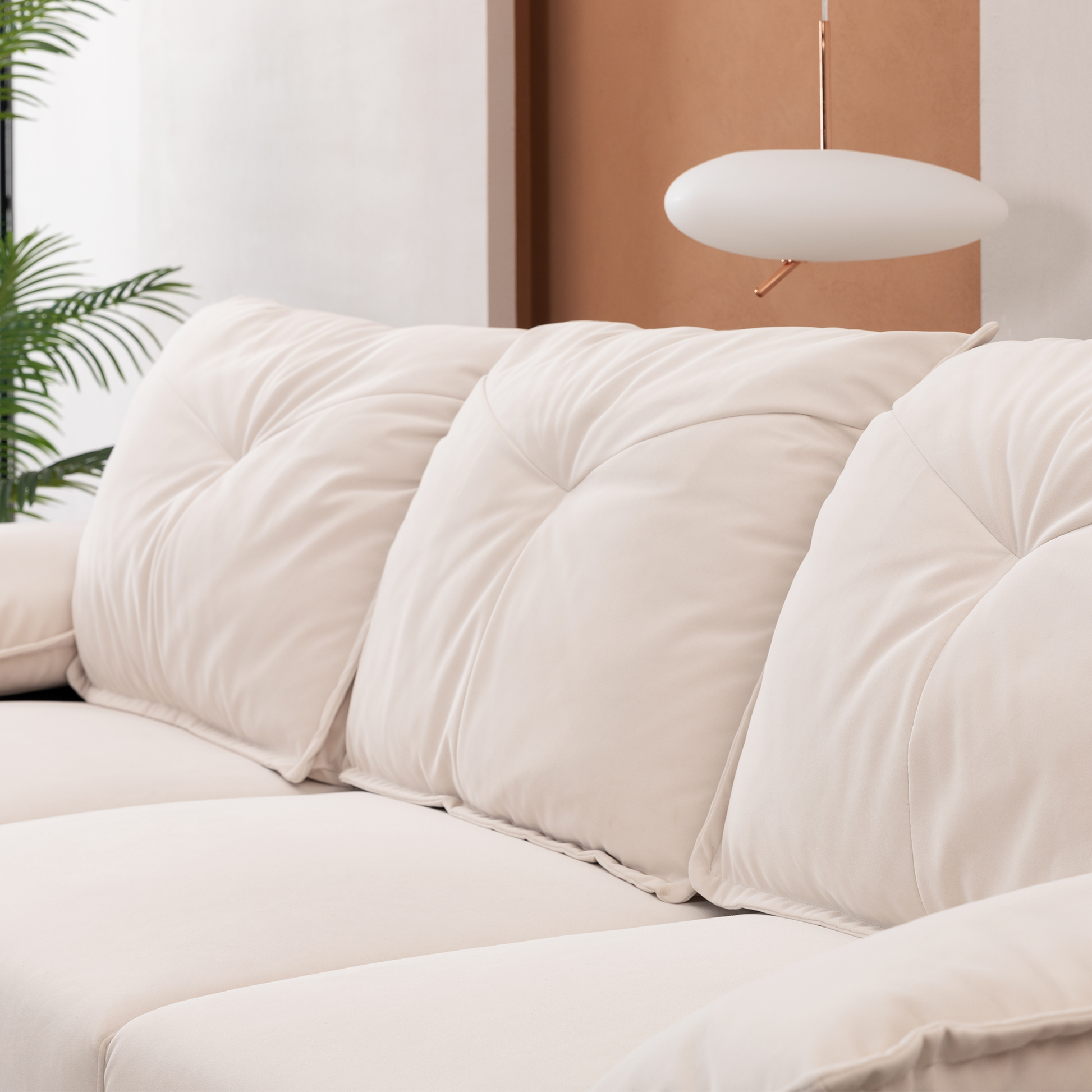 2239 Beige Fabric, Pillowcase Can Be Removed For Cleaning, Backrest Can Also Be Removed, Convenient And Easy To Take Care Of It. Beige Fabric 3 Seat