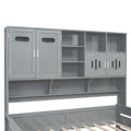 Full Size Wooden Daybed With 2 Drawers, And All In One Cabinet And Shelf, Gray Full Gray Wood