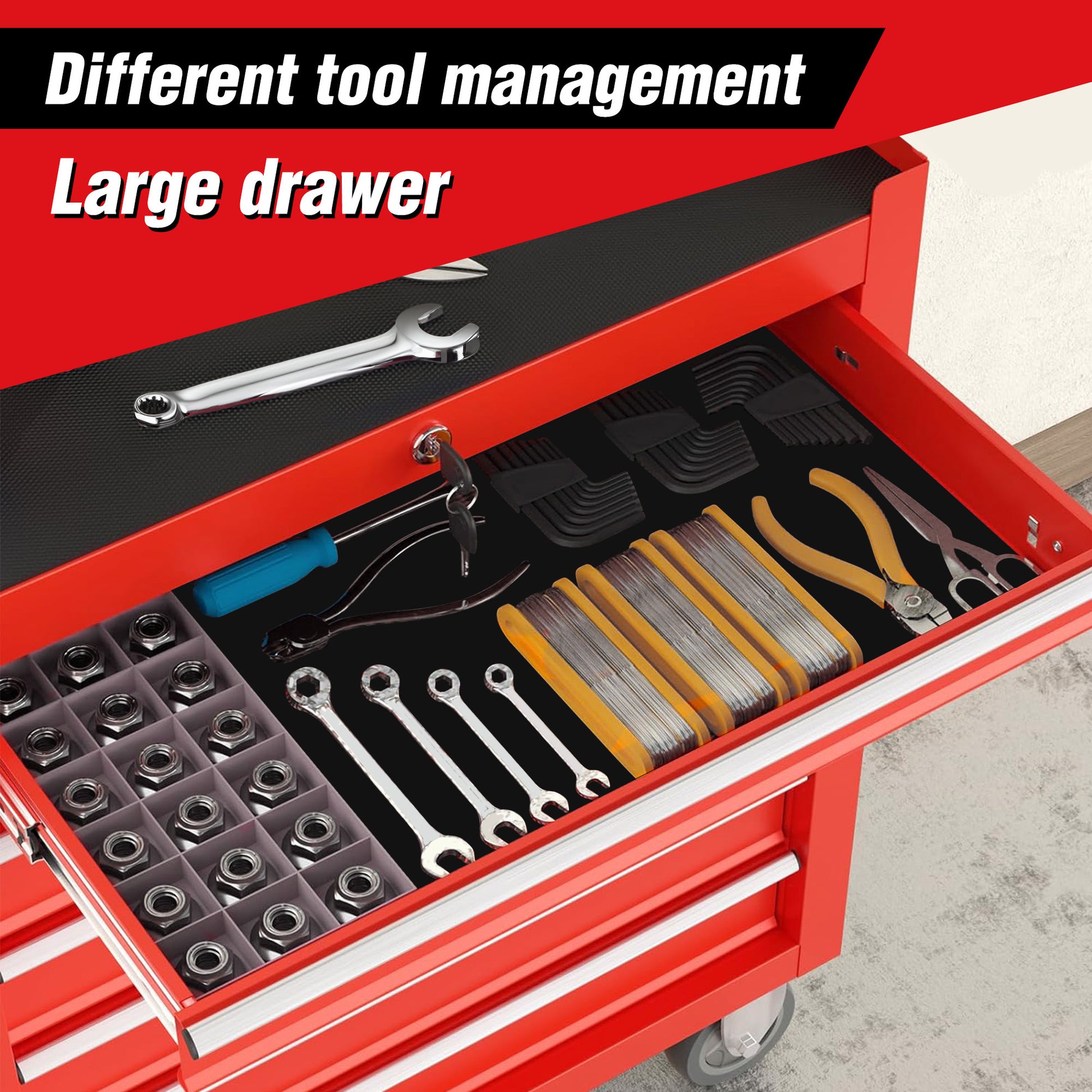 Rolling Tool Chest With 7 Drawer Tool Box With Wheels Multifunctional Tool Cart Mechanic Tool Storage Cabinet For Garage, Warehouse, Workshop, Repair Shop Red Steel