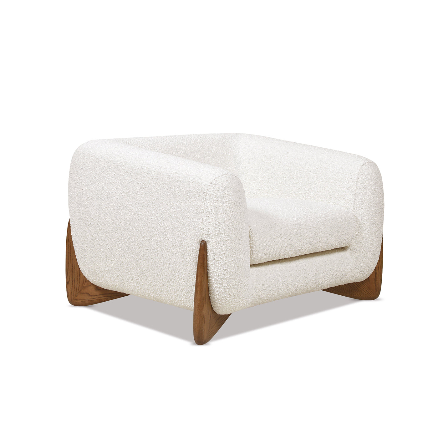 Alpine 44" Sherpa Arm Chair, Ivory White Boucle White Foam Boucle