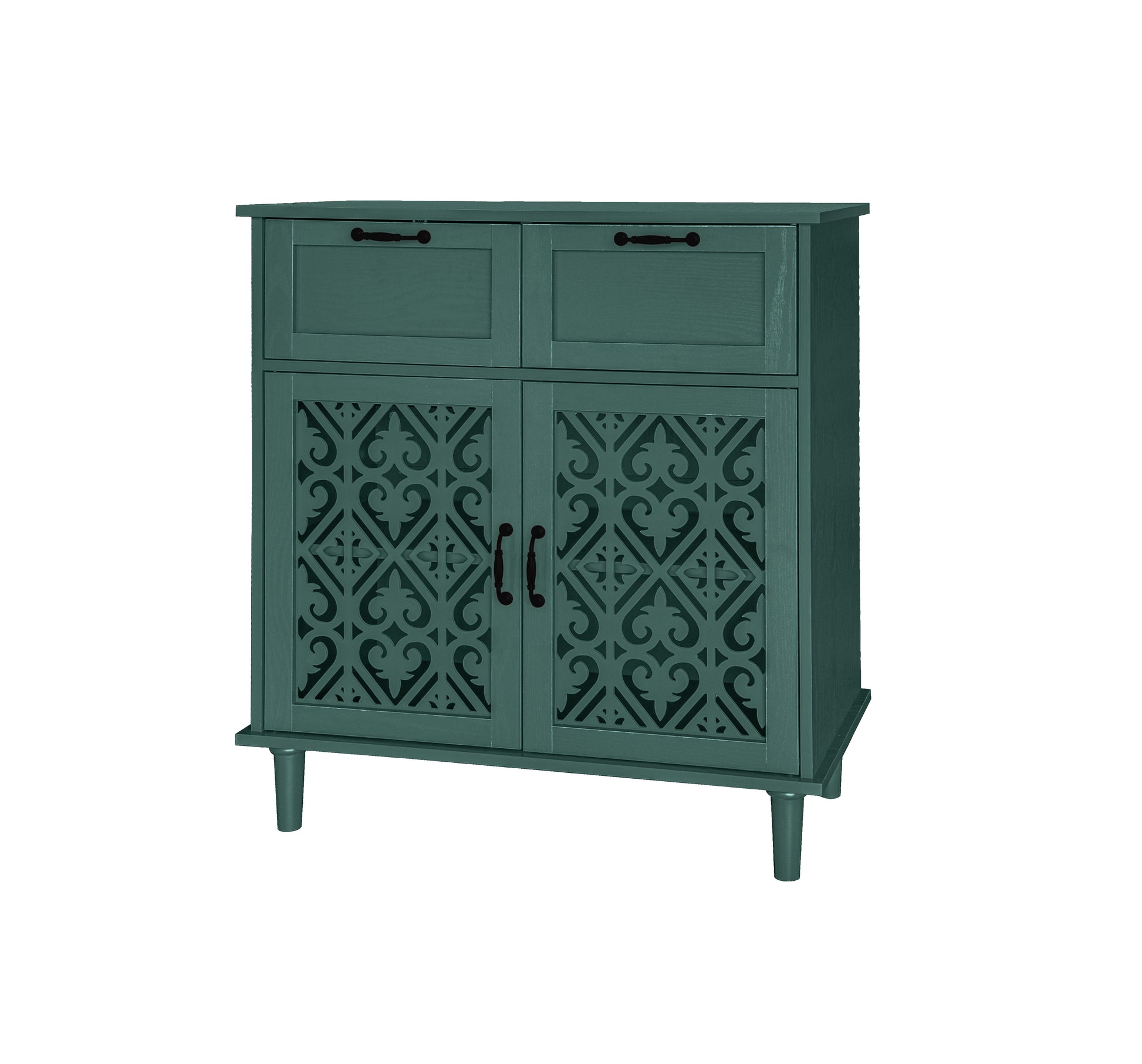 2 Door 2 Drawer Cabinet, American Furniture, Suitable For Bedroom, Living Room, Study Dark Green Mdf