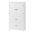 Bathroom Storage Cabinet, Cabinet With Two Doors And Drawers, Adjustable Shelf, Mdf Board, White White Mdf