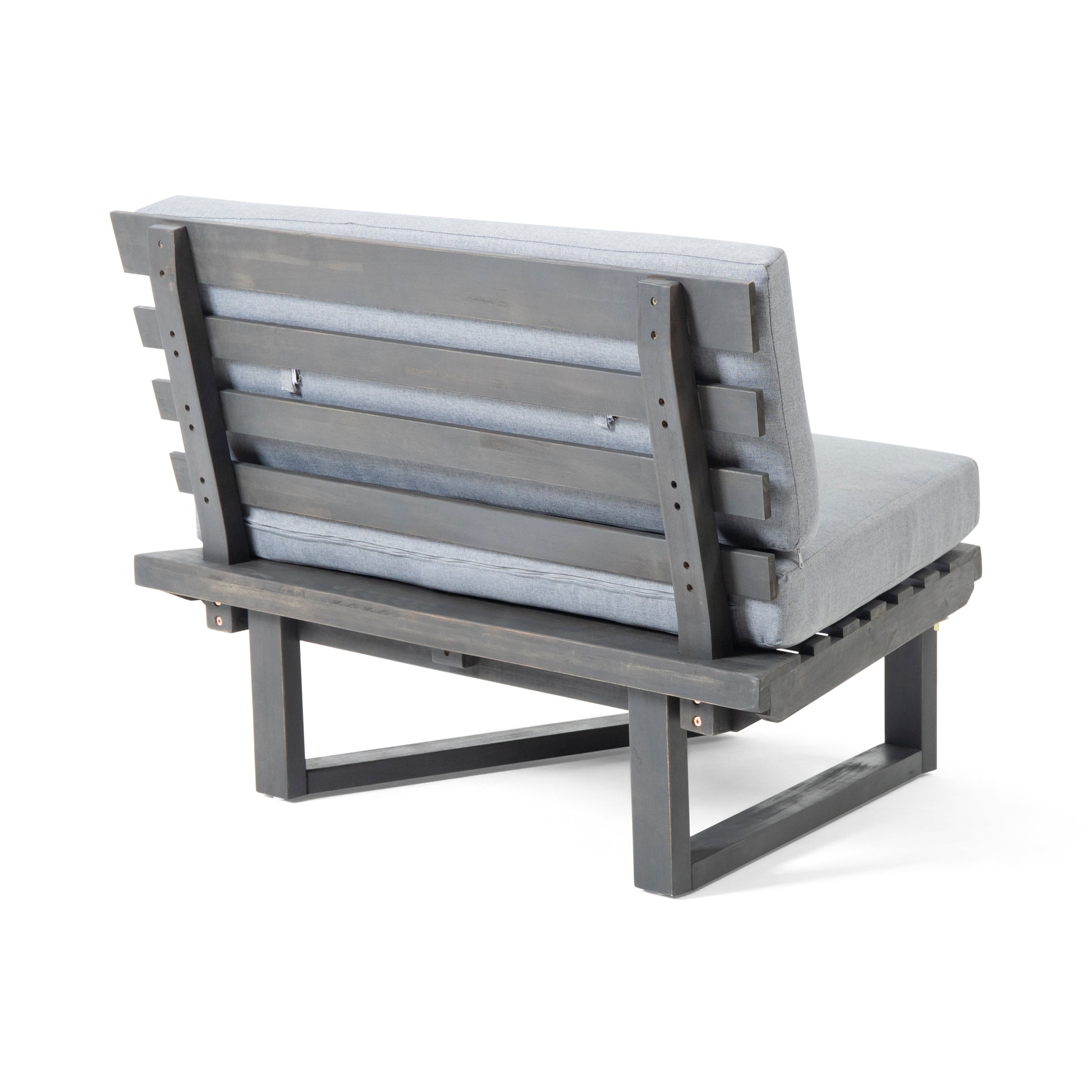 Mirabelle Corner Chair Table, Grey Gray Acacia Wood