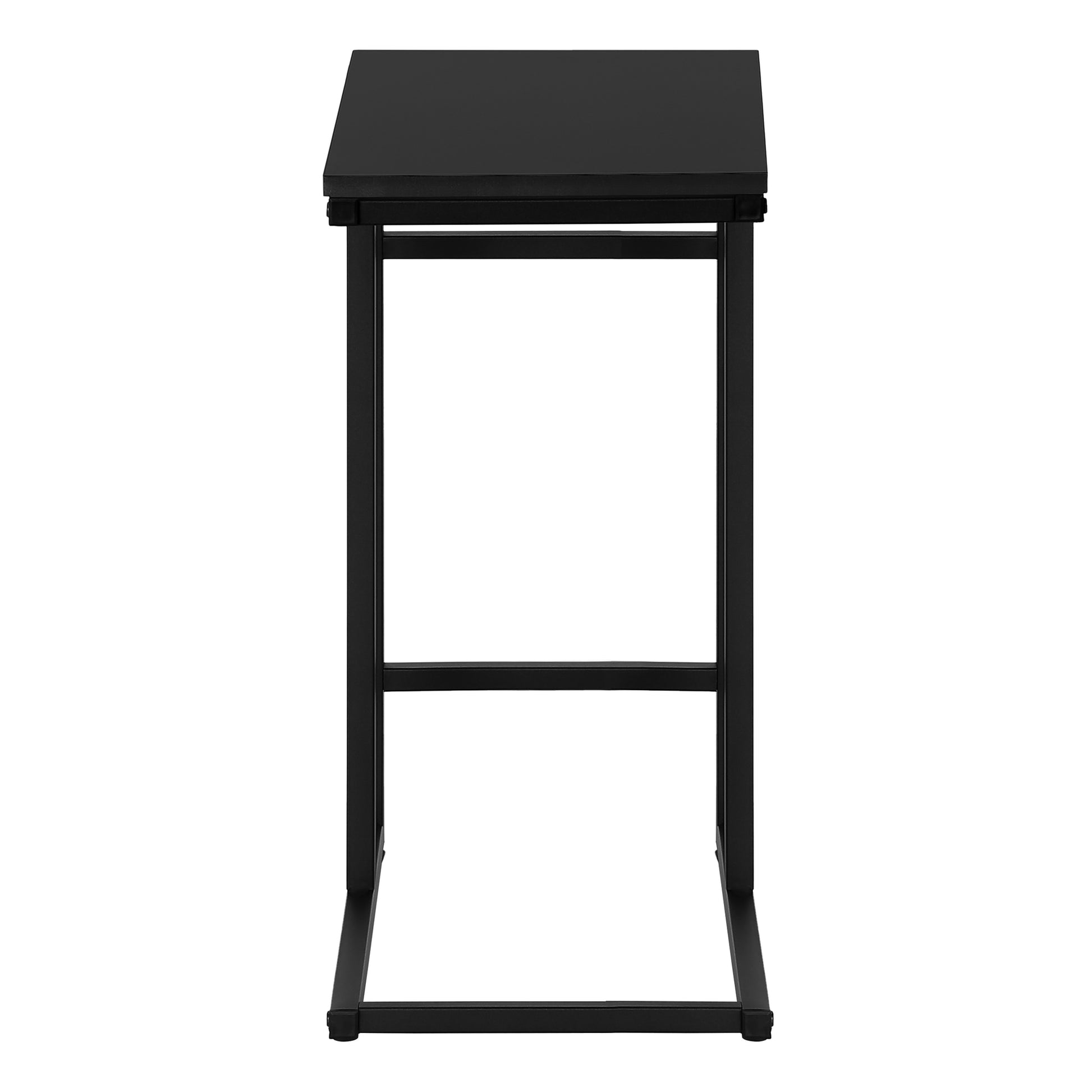 Accent Table, C Shaped, End, Side, Snack, Living Room, Bedroom, Black Laminate, Black Metal, Contemporary, Modern Black Particle Board