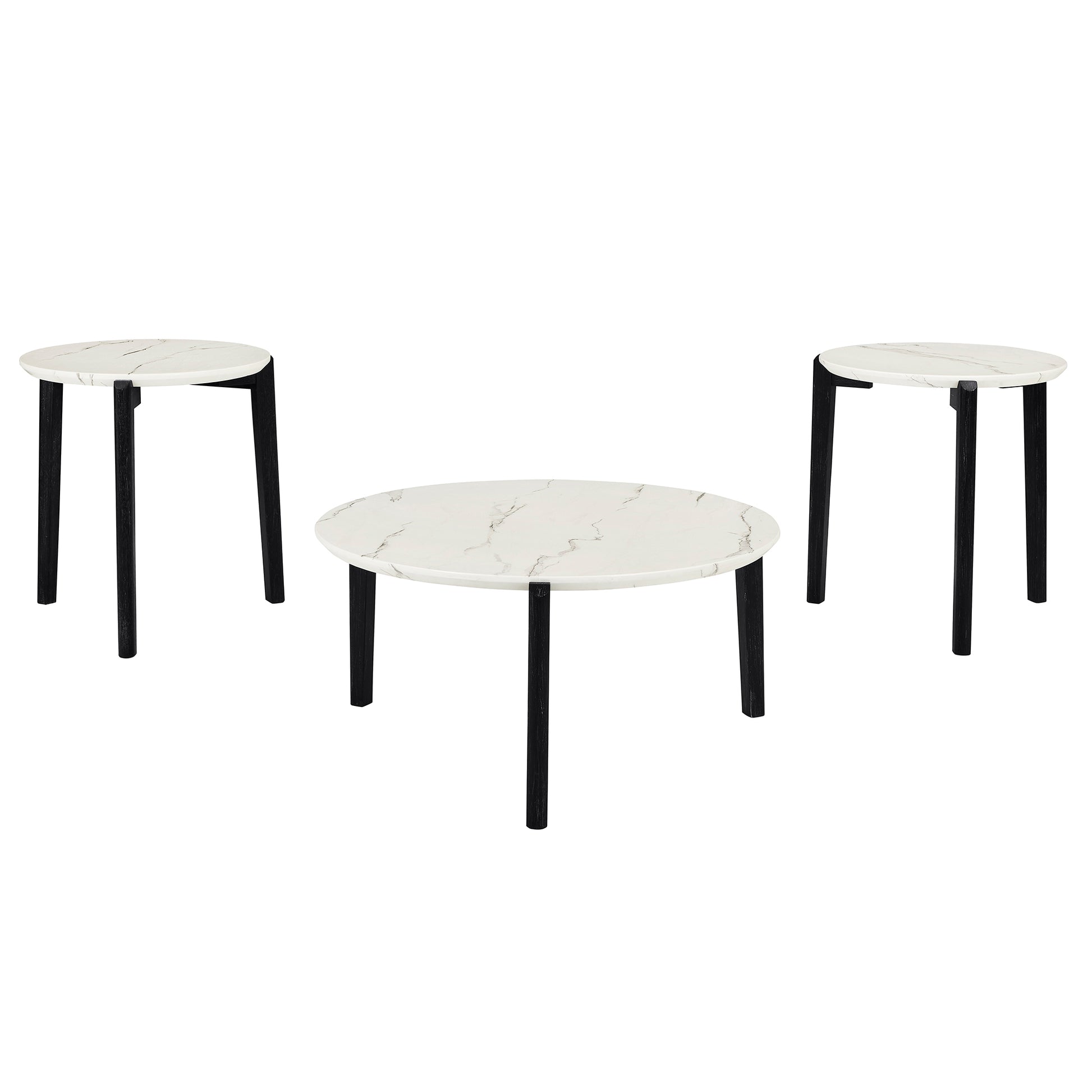 Living Room Coffee Table: Modern And Stylish 24 Inch Round Small Coffee Table, Imitation Marble Tabletop With Rubber Wood Solid Wood Legs, Wooden Coffee Table, Living Room, Office, Home White Black