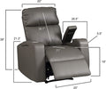 1Pc Modern Power Recliner Glued Solid Wood Frame Heavy Duty Steel Rail Upholstered Faux Leather Fabric Single Stitching Two Cup Holders Grey Color Grey Faux Leather Wood Primary Living Space Cushion Back Contemporary,Modern Foam Faux Leather