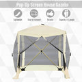 Outsunny Pop Up Camping Canopy Gazebo Screen Shelter Tent With Single Person Easy Set Up, Ventilating Mesh, Portable Carry Bag For Outdoor Camping Party Event, 7X7Ft, Beige Beige Polyester