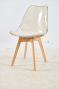 Wood Leg And Transparent Yellow Back Chair,Set Of 4,Dining Chair,Coffee Chair Antique Yellow Wood Plastic