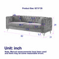 Chenille Pull Buckle Design Sofa For Living Room,Buttons Tufted With Copper Nail Decoration Armrest, Modern Couch Upholstered Button And Metal Legs Green Foam Chenille 6 Seat