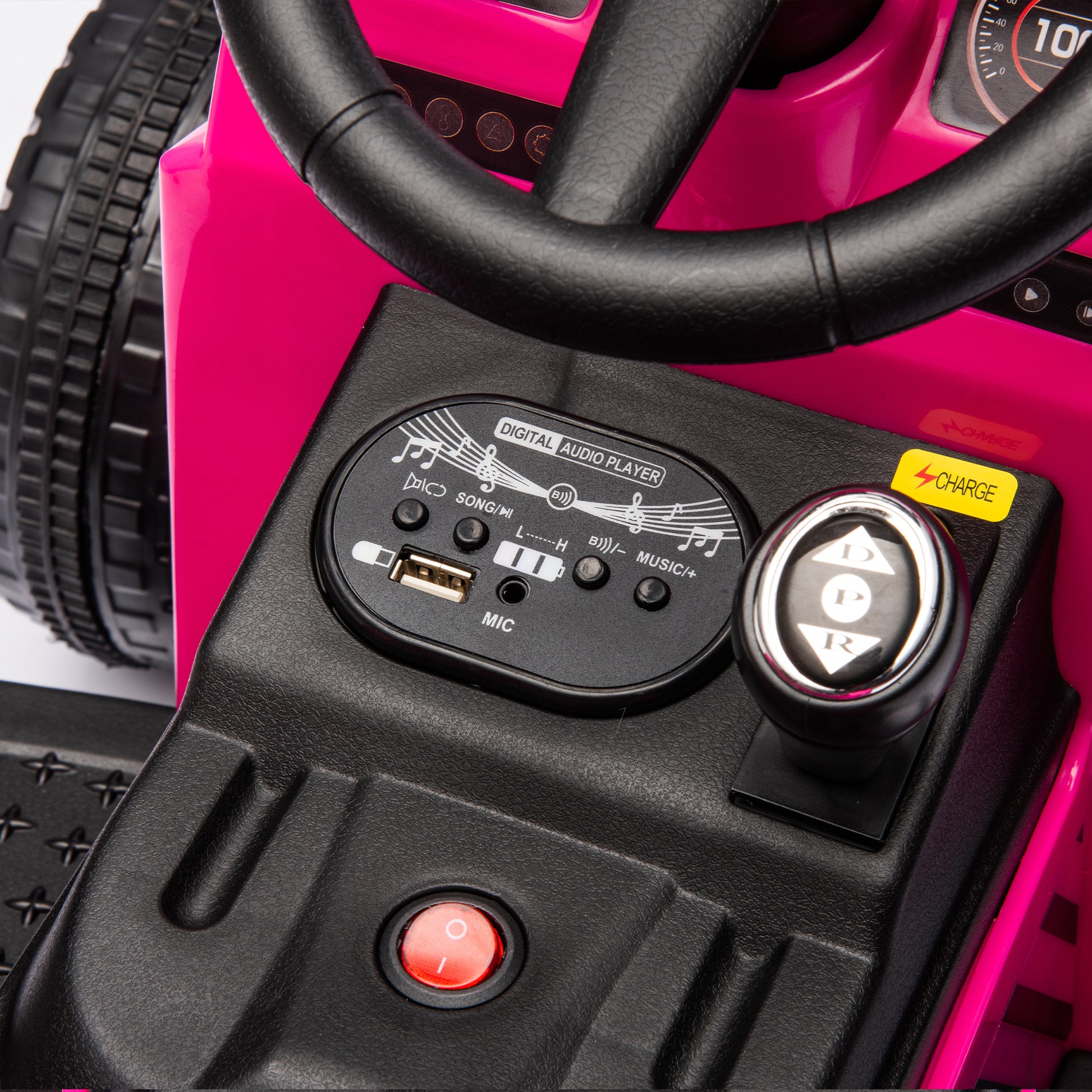 12V Kids Ride On Electric Tractor Black Knight,Kids Ride On Toy.2Wd,Non Skid Tires, Steering Wheel, Foot Pedal,With Removable Storage Tug,Light,Bluetooth,Music,Mp3,Usb,Power Display For Kids Aged 2 3. Rose Red 50 99 Lbs Polypropylene