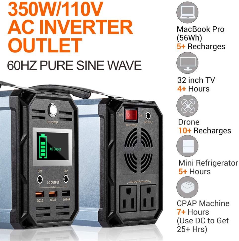 300W Portable Power Station Black Metal